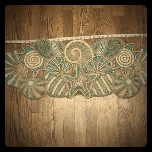 Aqua beaded seashell table runner